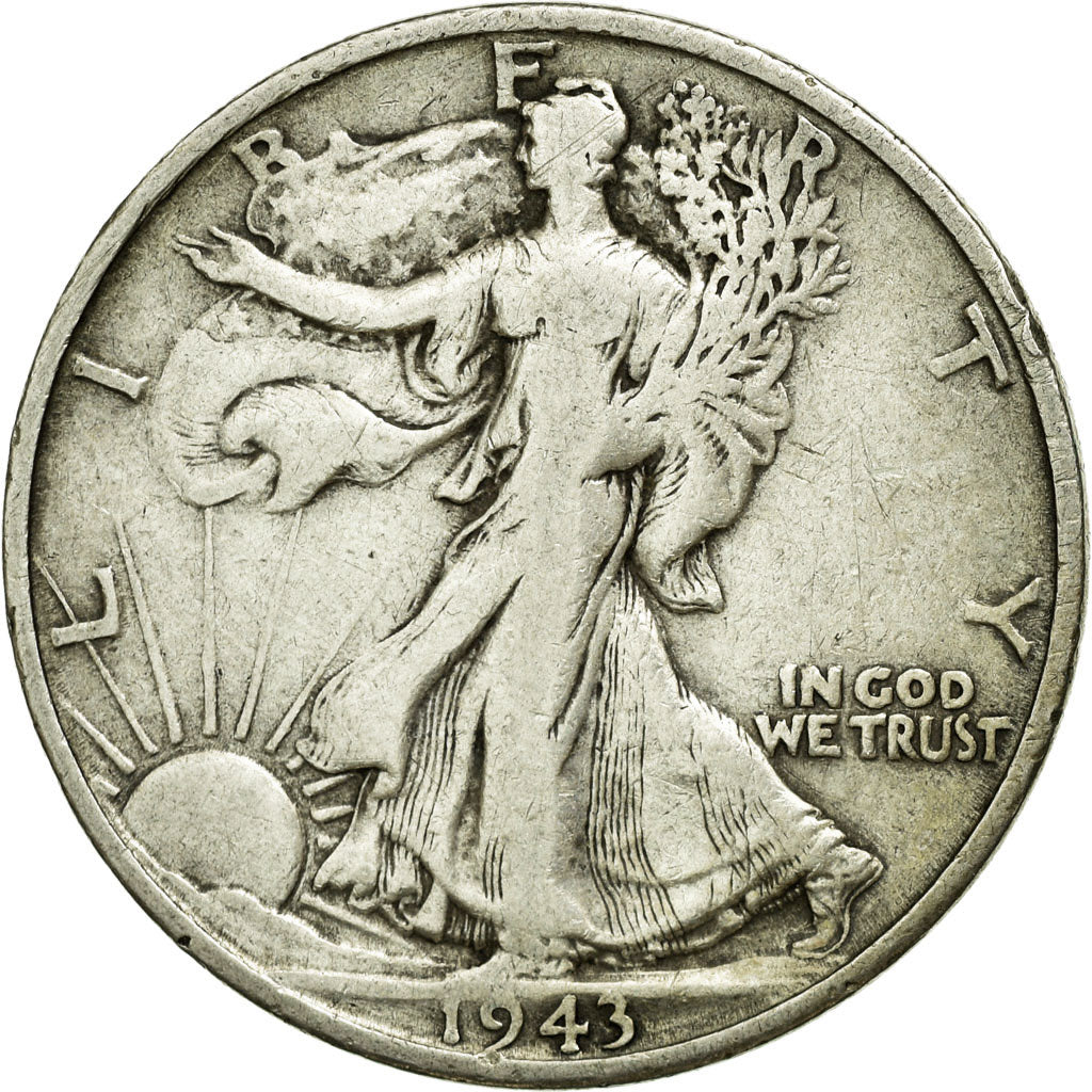 Coin, United States, Walking Liberty Half Dollar, Half Dollar, 1943, U.S. Mint