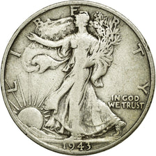 Coin, United States, Walking Liberty Half Dollar, Half Dollar, 1943, U.S. Mint