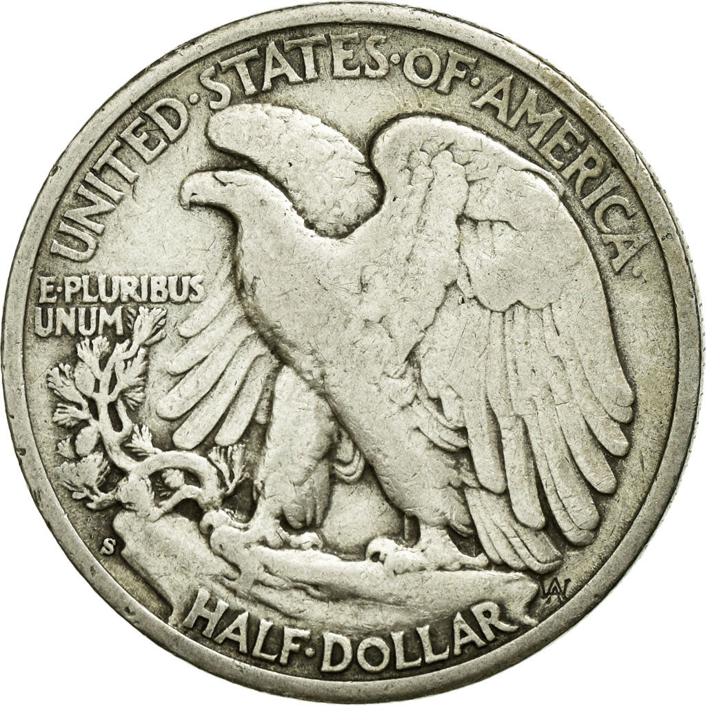 Coin, United States, Walking Liberty Half Dollar, Half Dollar, 1943, U.S. Mint