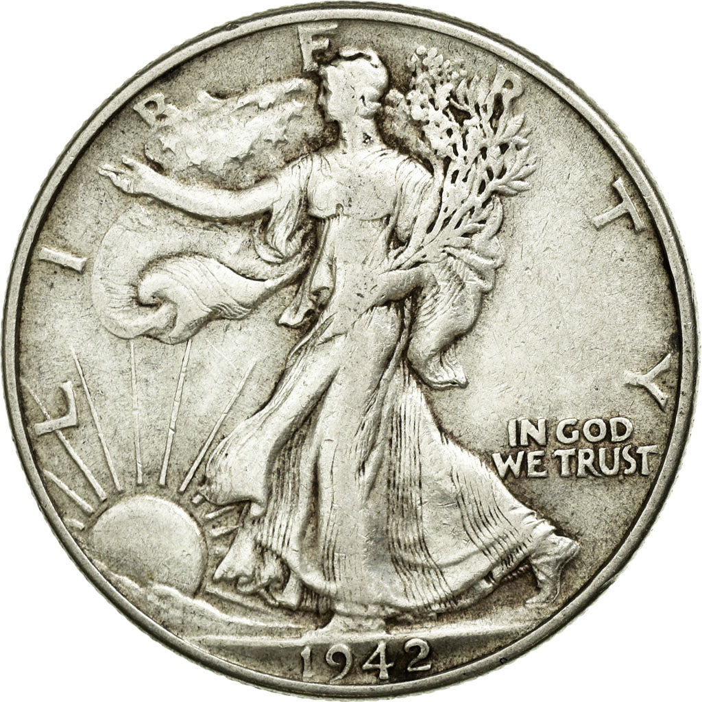 Coin, United States, Walking Liberty Half Dollar, Half Dollar, 1942, U.S. Mint