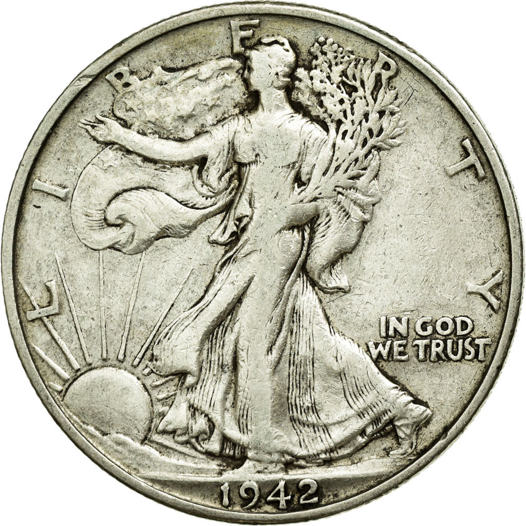 Coin, United States, Walking Liberty Half Dollar, Half Dollar, 1942, U.S. Mint