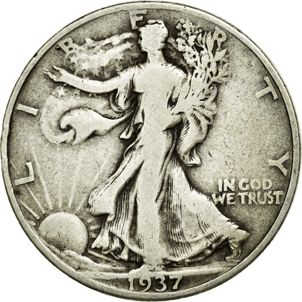 Coin, United States, Walking Liberty Half Dollar, Half Dollar, 1937, U.S. Mint
