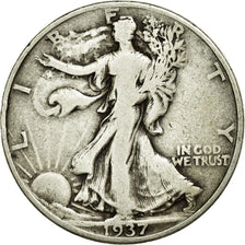 Coin, United States, Walking Liberty Half Dollar, Half Dollar, 1937, U.S. Mint