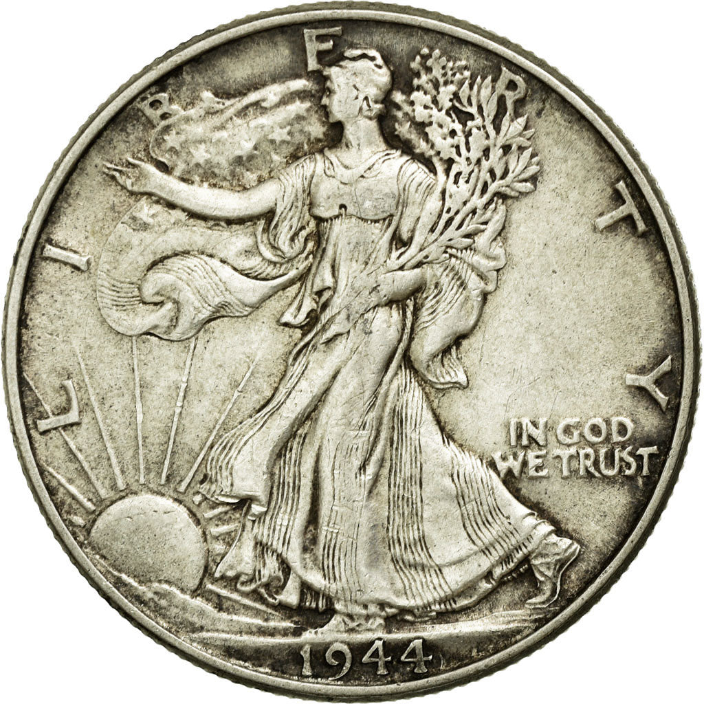 Coin, United States, Walking Liberty Half Dollar, Half Dollar, 1944, U.S. Mint