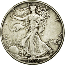 Coin, United States, Walking Liberty Half Dollar, Half Dollar, 1944, U.S. Mint