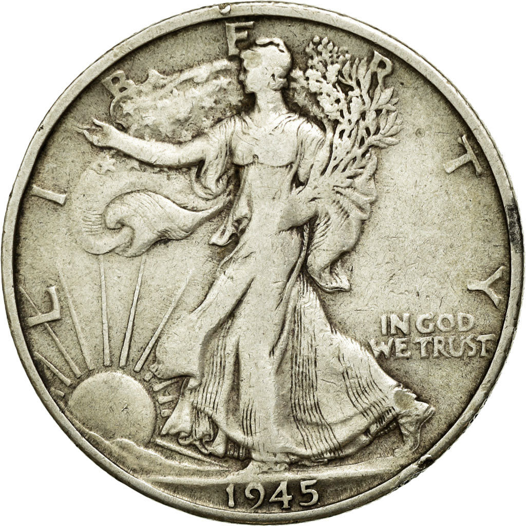 Coin, United States, Walking Liberty Half Dollar, Half Dollar, 1945, U.S. Mint