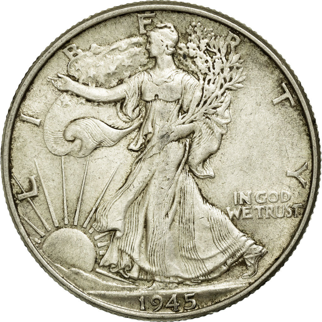 Coin, United States, Walking Liberty Half Dollar, Half Dollar, 1945, U.S. Mint