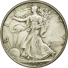 Coin, United States, Walking Liberty Half Dollar, Half Dollar, 1945, U.S. Mint