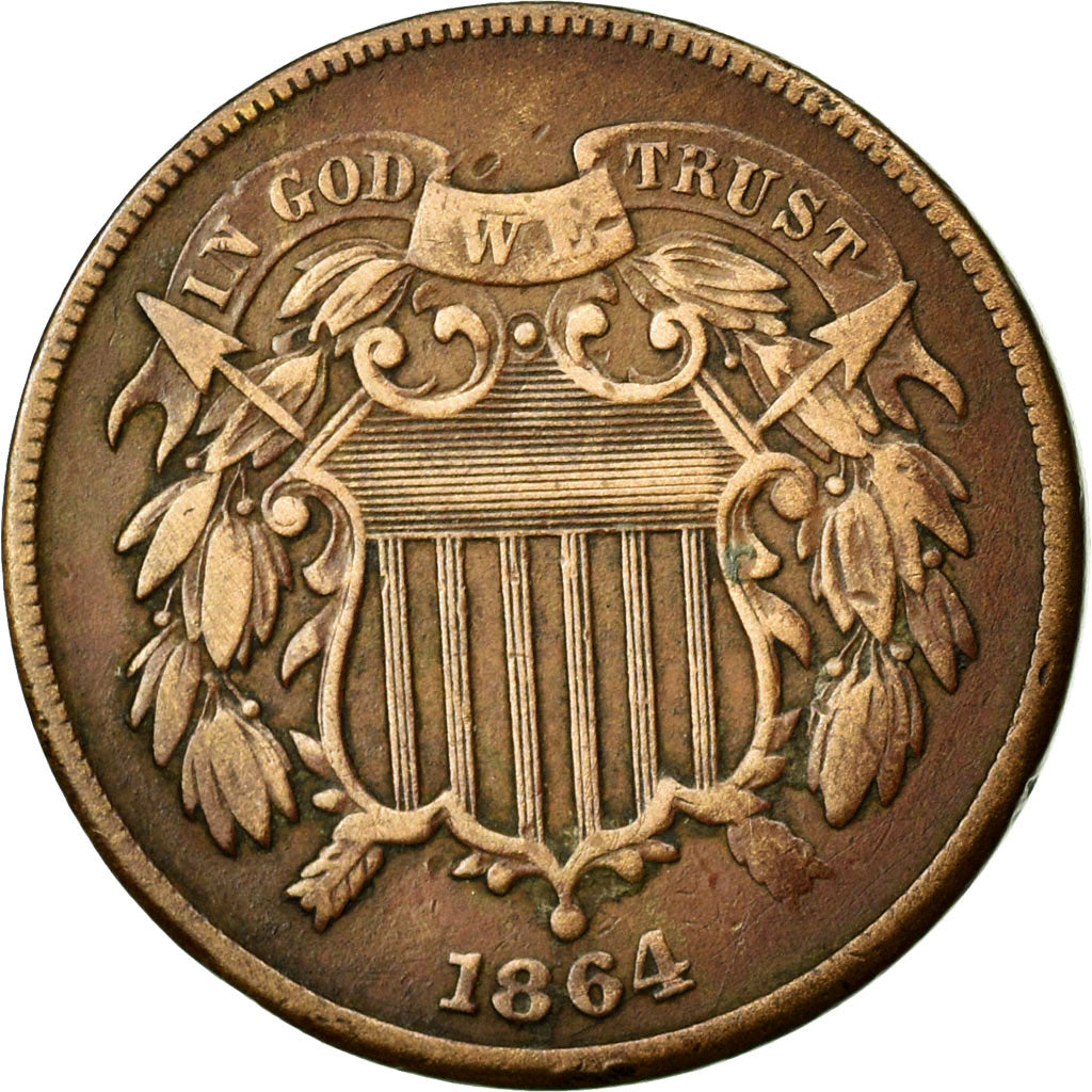 Monnaie, États-Unis, 2 Cents, 1864, U.S. Mint, Philadelphie, TTB
