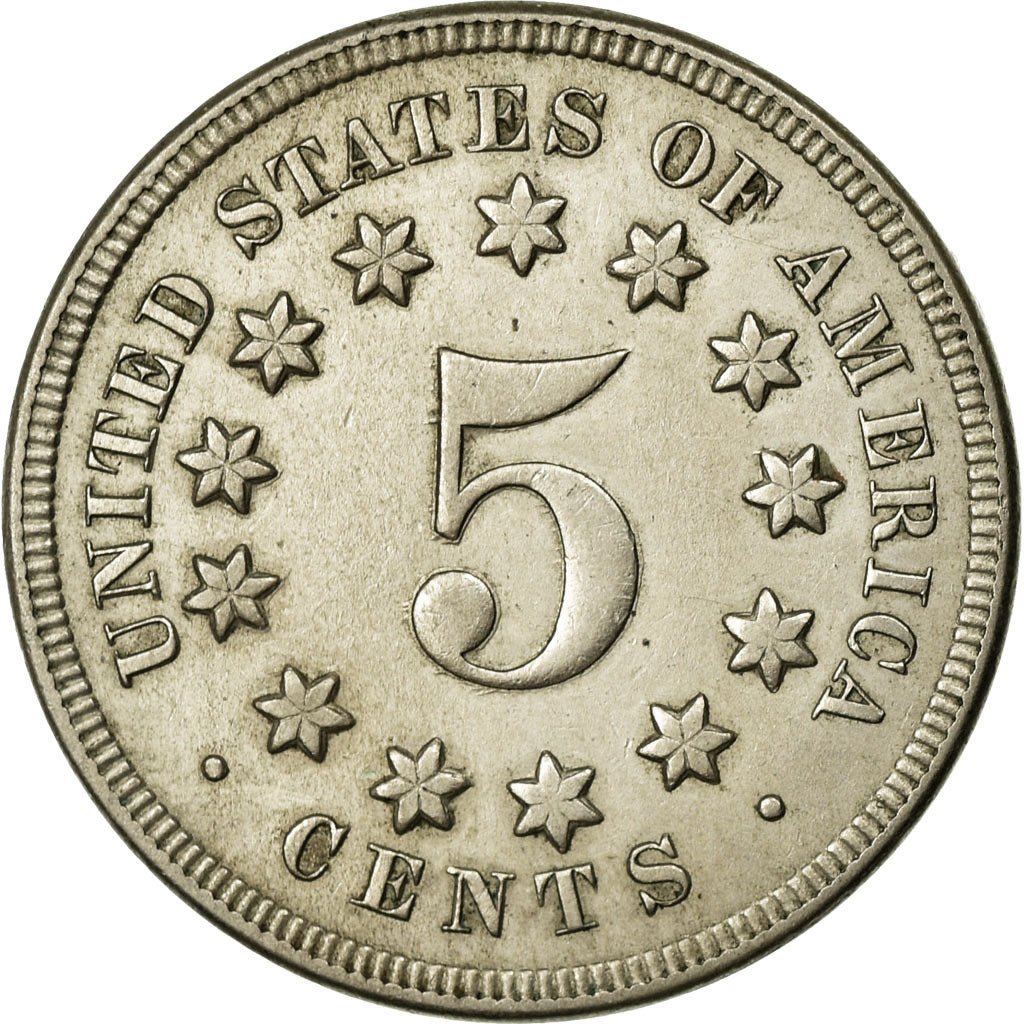 Coin, United States, Shield Nickel, 5 Cents, 1868, U.S. Mint, Philadelphia