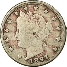 Coin, United States, Liberty Nickel, 5 Cents, 1897, U.S. Mint, Philadelphia