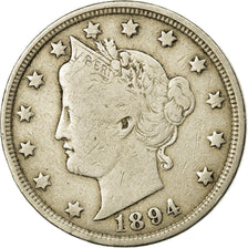Coin, United States, Liberty Nickel, 5 Cents, 1894, U.S. Mint, Philadelphia