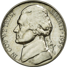 Monnaie, États-Unis, Jefferson Nickel, 5 Cents, 1959, U.S. Mint, Philadelphie
