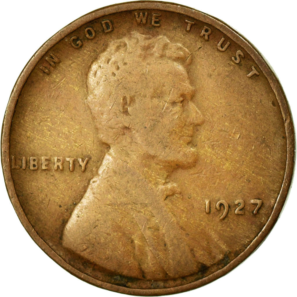 Coin, United States, Lincoln Cent, Cent, 1927, U.S. Mint, Philadelphia