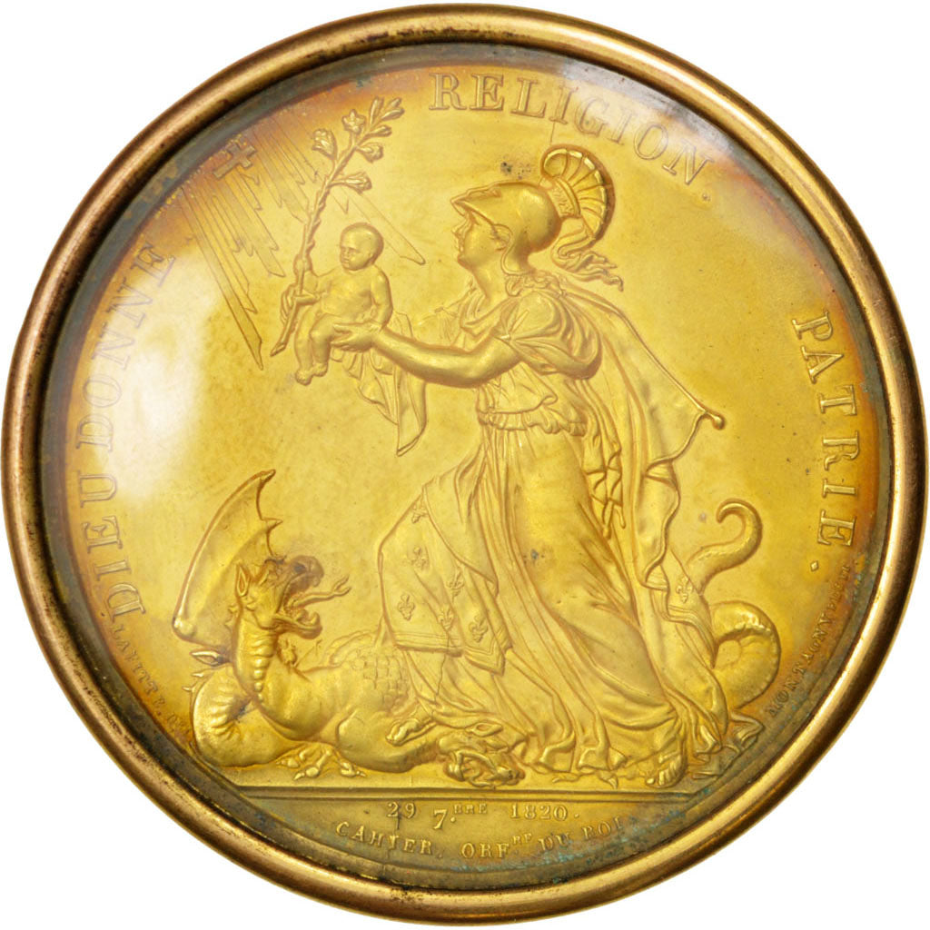 FRANCE, History, Louis XVIII, Medal, MS(60-62), Brass, 52, 17.80