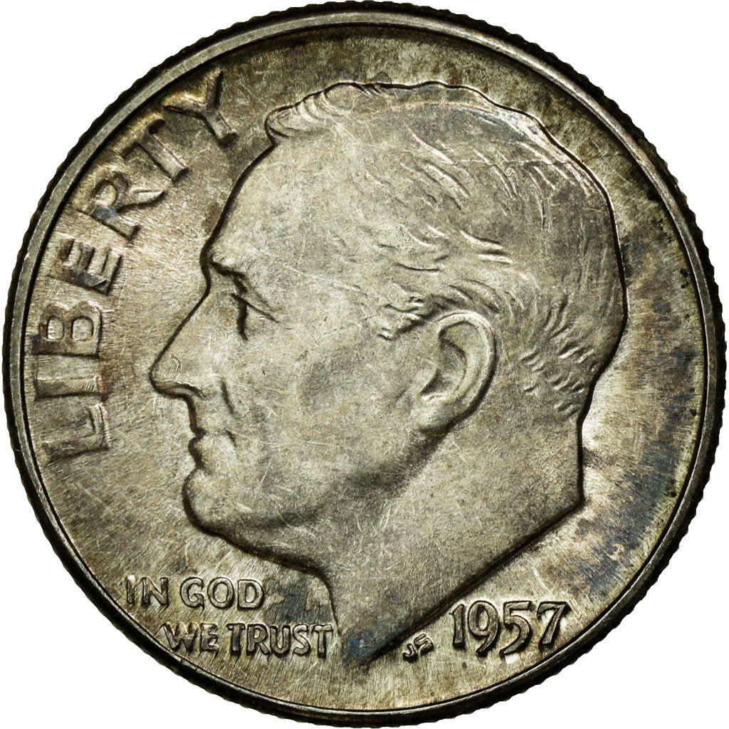 Coin, United States, Roosevelt Dime, Dime, 1957, U.S. Mint, Philadelphia