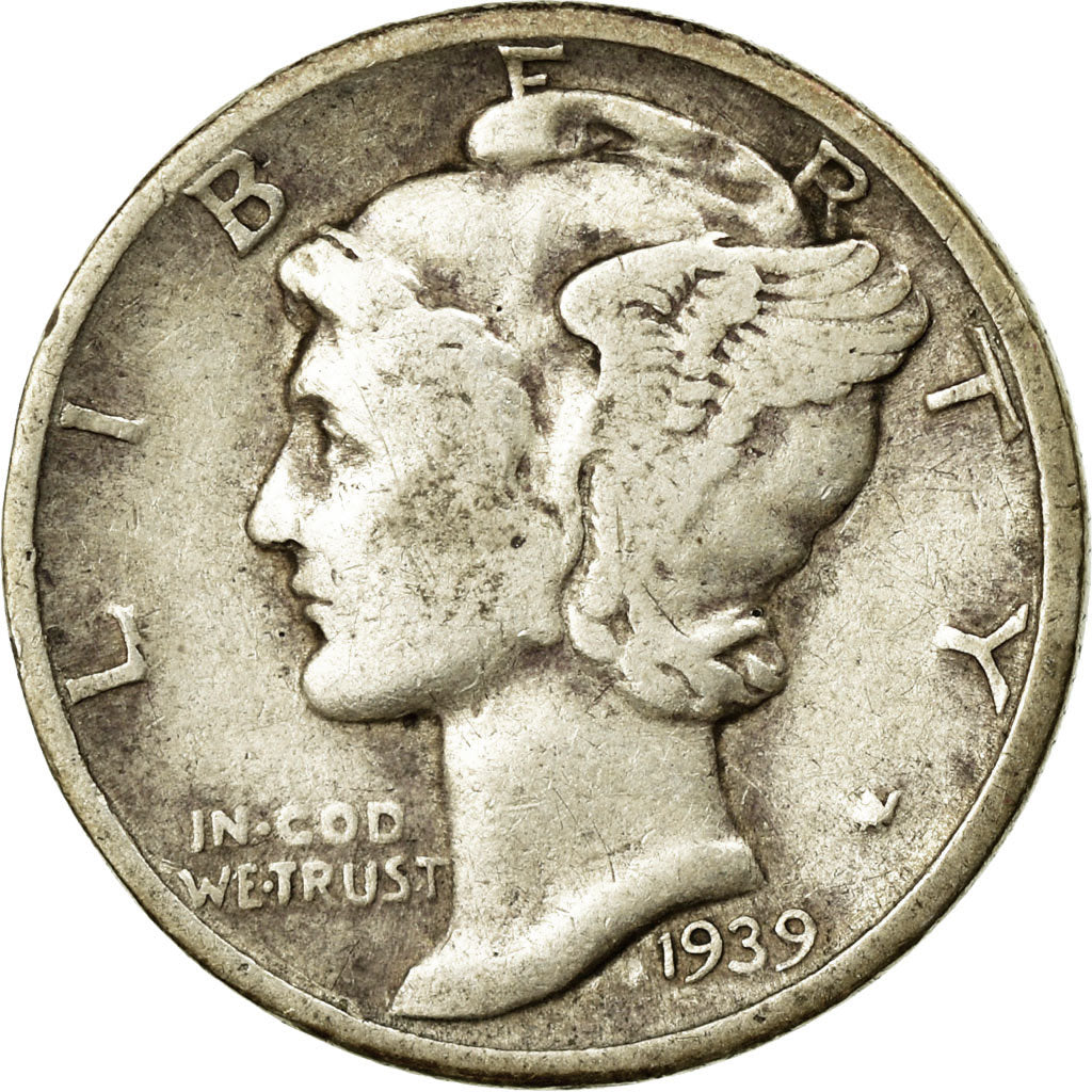 Monnaie, États-Unis, Mercury Dime, Dime, 1939, U.S. Mint, Philadelphie, TB+