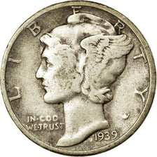 Monnaie, États-Unis, Mercury Dime, Dime, 1939, U.S. Mint, Philadelphie, TB+