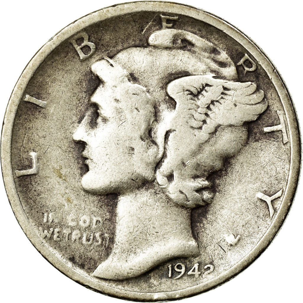 Coin, United States, Mercury Dime, Dime, 1942, U.S. Mint, San Francisco