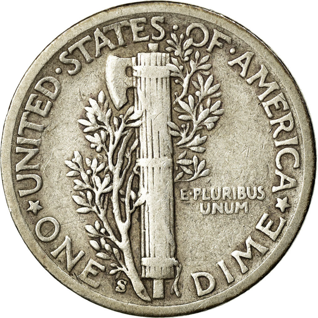 Coin, United States, Mercury Dime, Dime, 1942, U.S. Mint, San Francisco