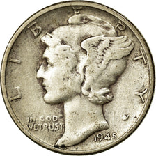 Coin, United States, Mercury Dime, Dime, 1945, U.S. Mint, Philadelphia
