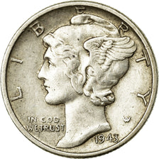 Coin, United States, Mercury Dime, Dime, 1943, U.S. Mint, Philadelphia