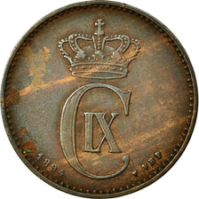 Coin, Denmark, Christian IX, 2 Öre, 1894, Copenhagen, EF(40-45), Bronze