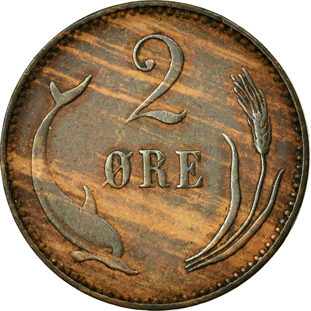 Coin, Denmark, Christian IX, 2 Öre, 1894, Copenhagen, EF(40-45), Bronze