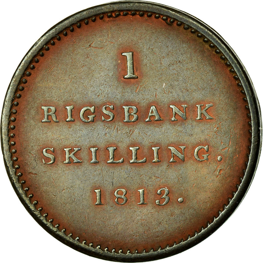 Coin, Denmark, Frederik VI, Rigsbankskilling, 1813, Copenhagen, EF(40-45)