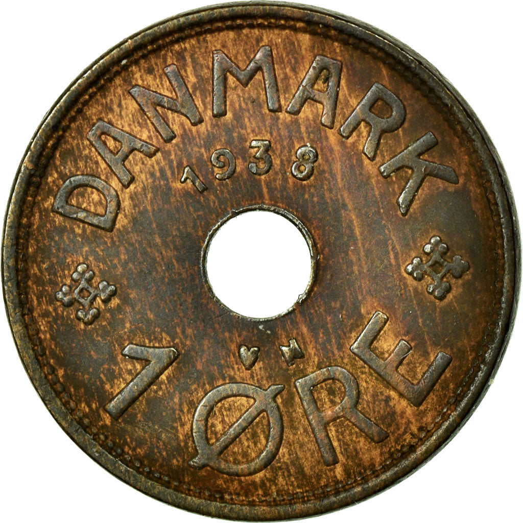 Munten, Denemarken, Christian X, Ore, 1938, Copenhagen, ZF, Bronze, KM:826.2