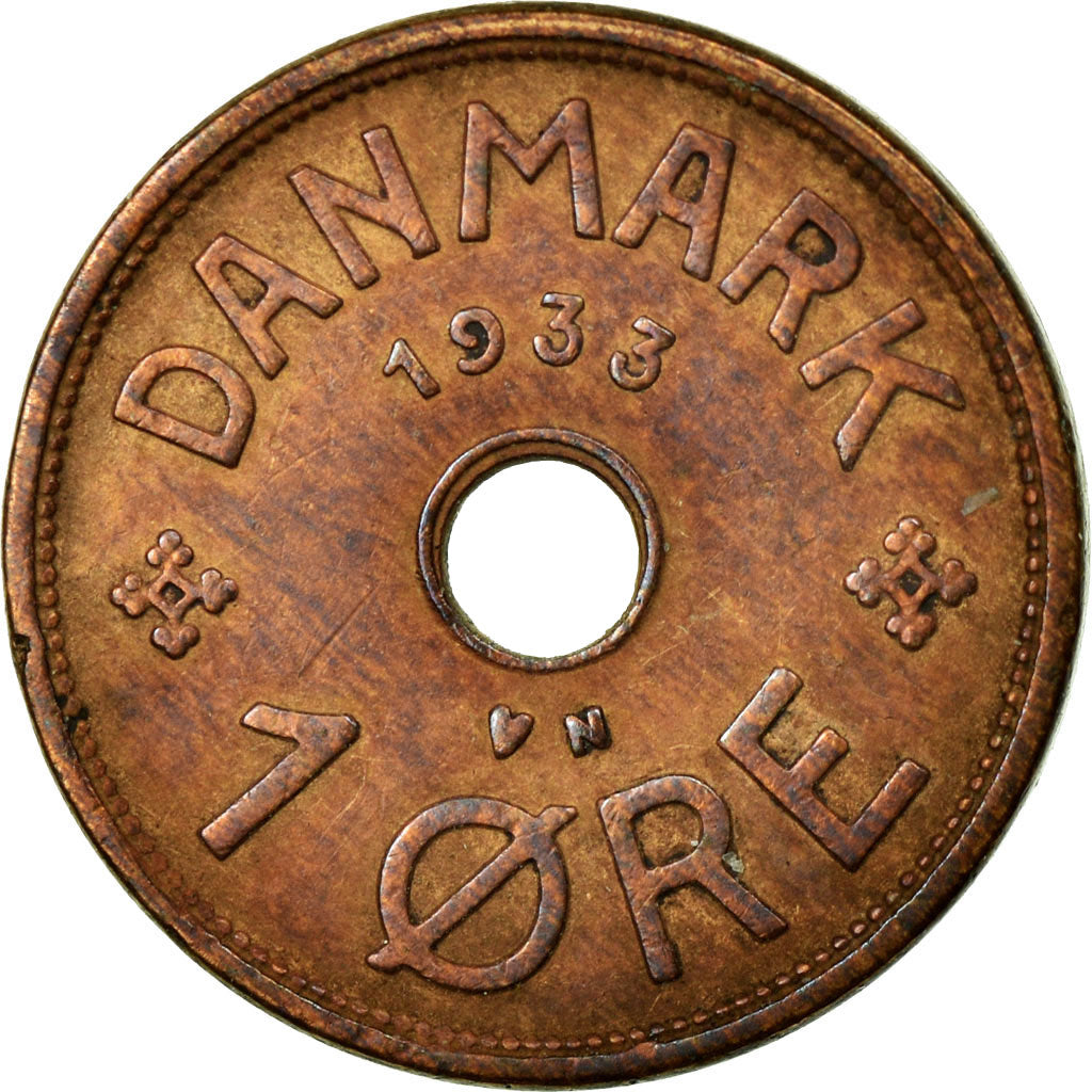 Monnaie, Danemark, Christian X, Ore, 1933, Copenhagen, TTB, Bronze, KM:826.2