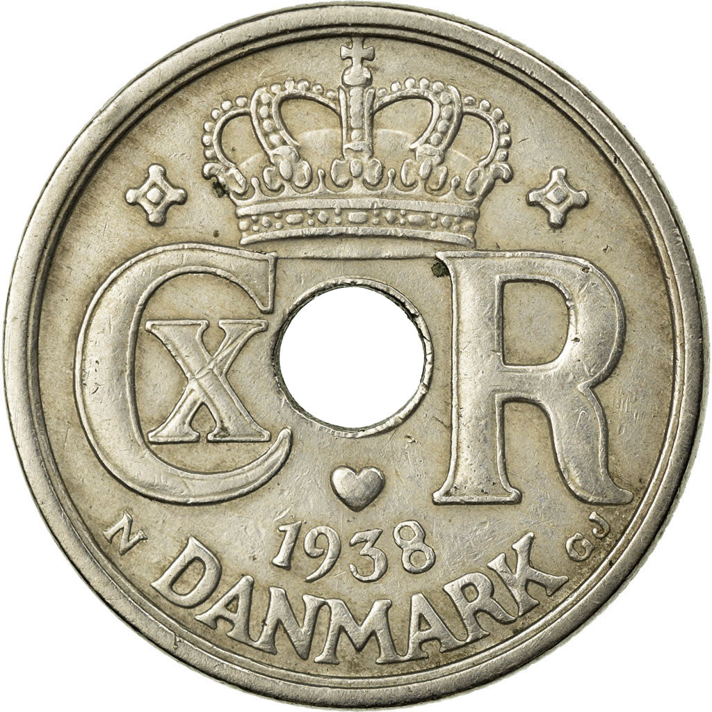 Munten, Denemarken, Christian X, 25 Öre, 1938, Copenhagen, ZF, Copper-nickel