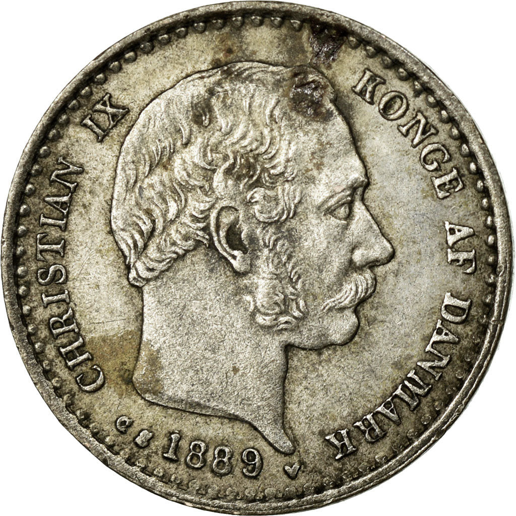 Coin, Denmark, Christian IX, 10 Öre, 1889, Copenhagen, EF(40-45), Silver