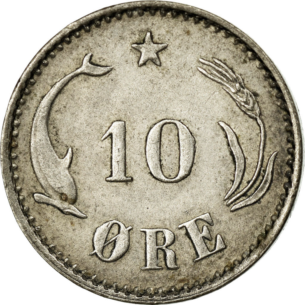 Coin, Denmark, Christian IX, 10 Öre, 1889, Copenhagen, EF(40-45), Silver