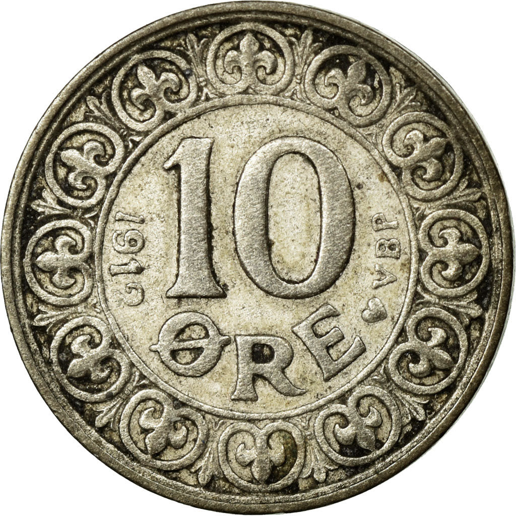 Coin, Denmark, Frederik VIII, 10 Öre, 1912, Copenhagen, VF(30-35), Silver