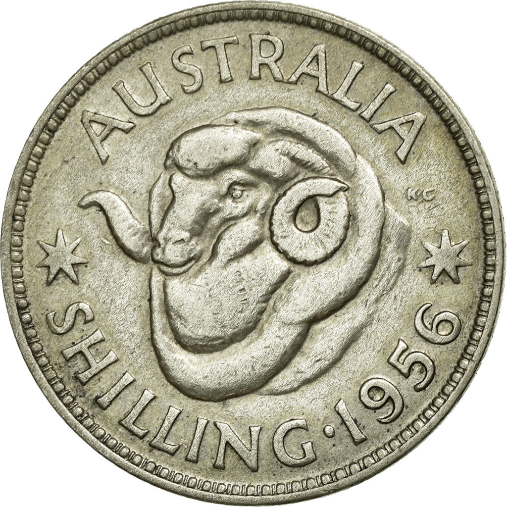 Moeda, Austrália, Elizabeth II, Shilling, 1956, Melbourne, EF(40-45), Prata