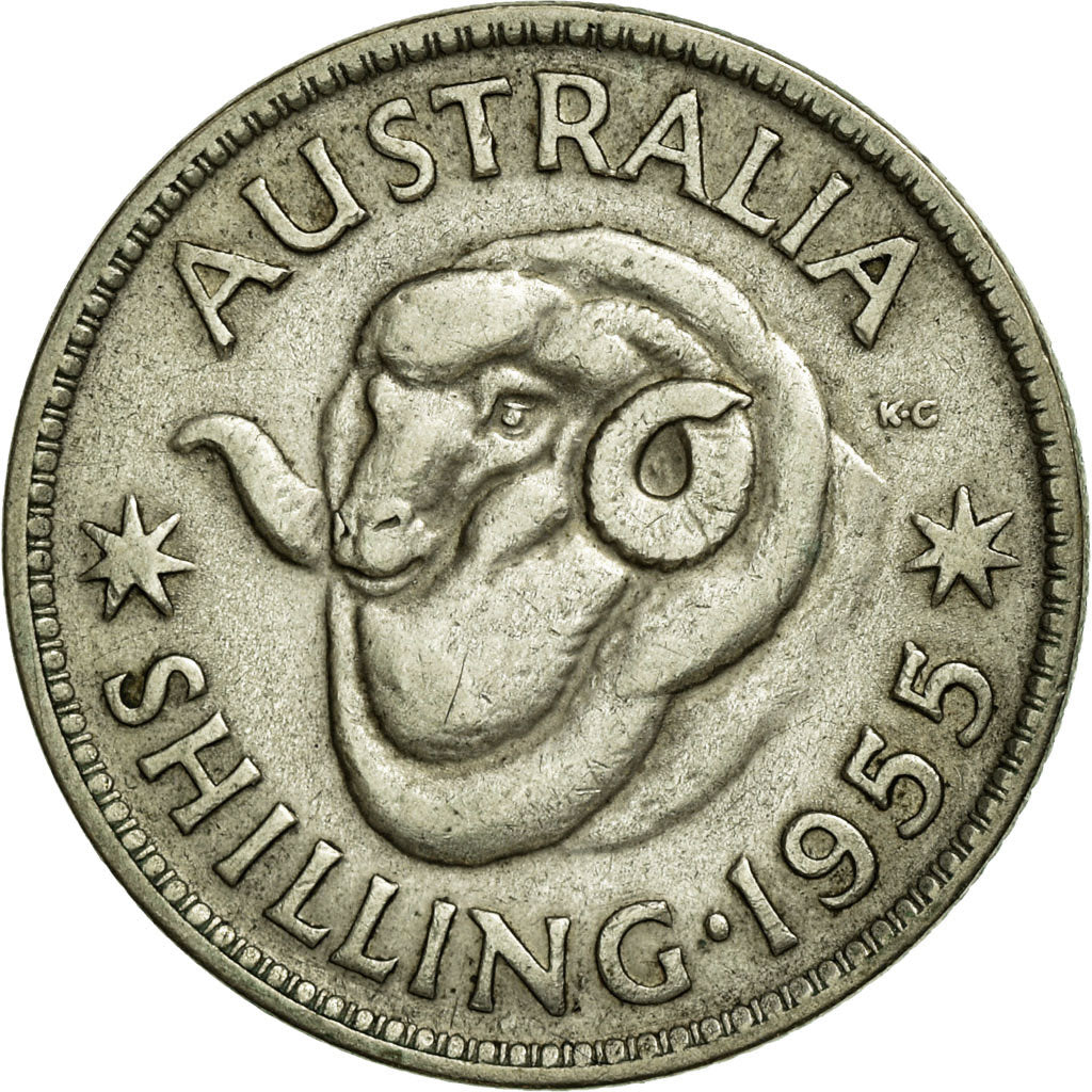 Coin, Australia, Elizabeth II, Shilling, 1955, Melbourne, EF(40-45), Silver