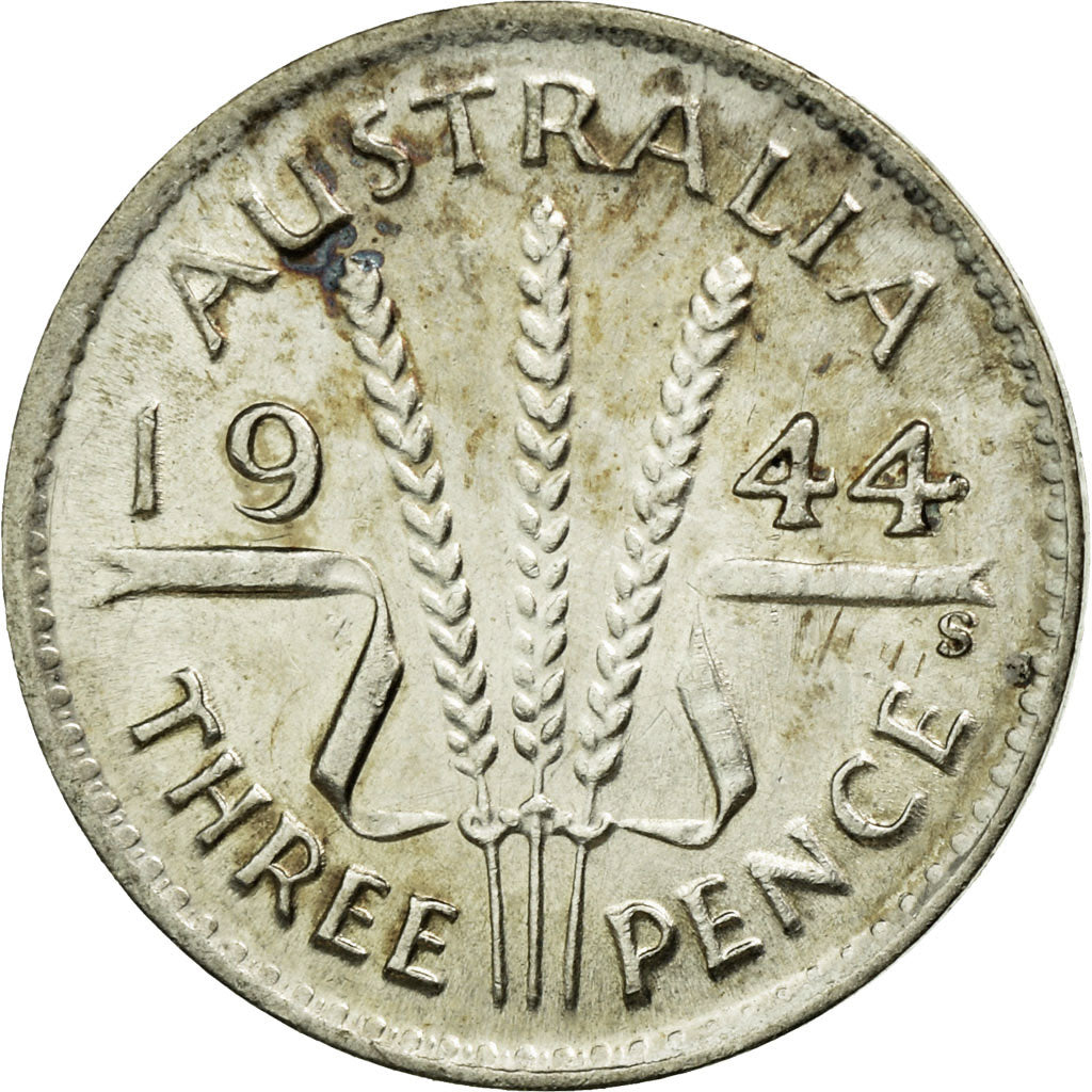 Munten, Australië, George VI, Threepence, 1944, ZF, Zilver, KM:37