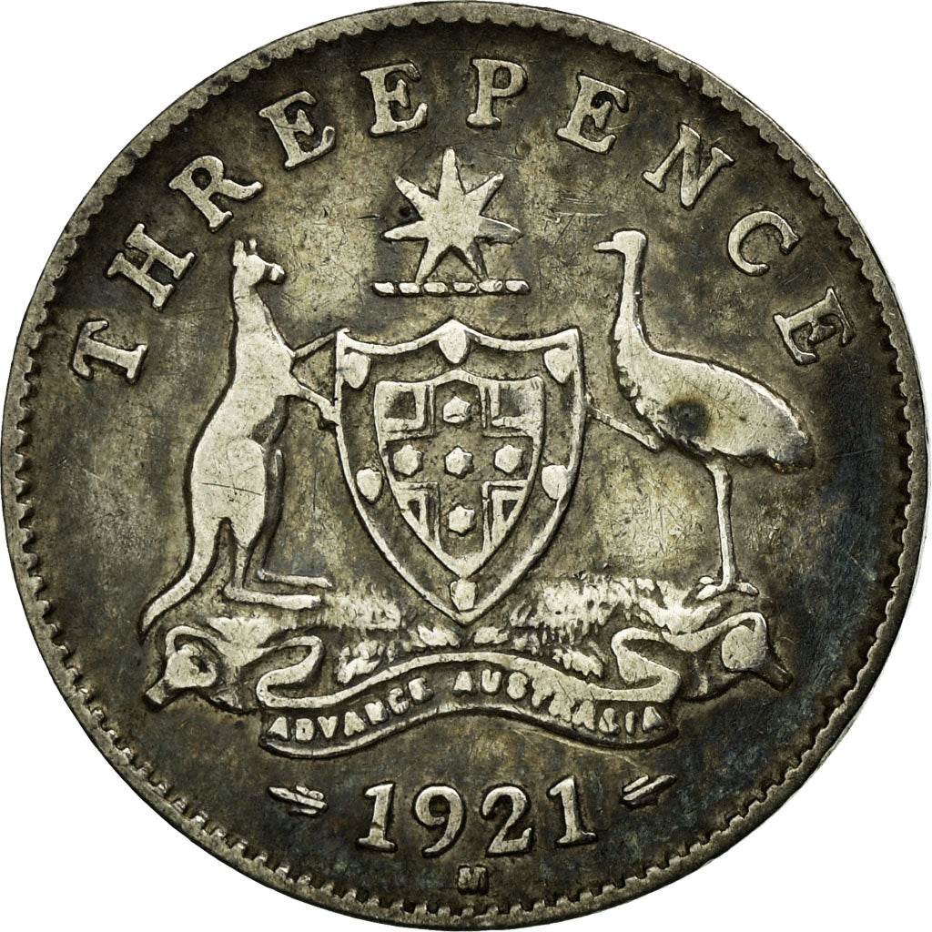 Coin, Australia, George V, Threepence, 1921, EF(40-45), Silver, KM:24