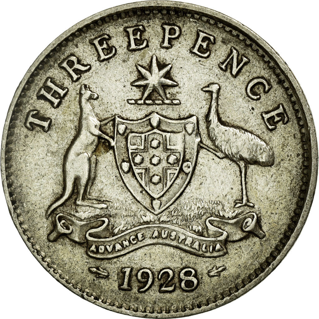 Coin, Australia, George V, Threepence, 1928, EF(40-45), Silver, KM:24