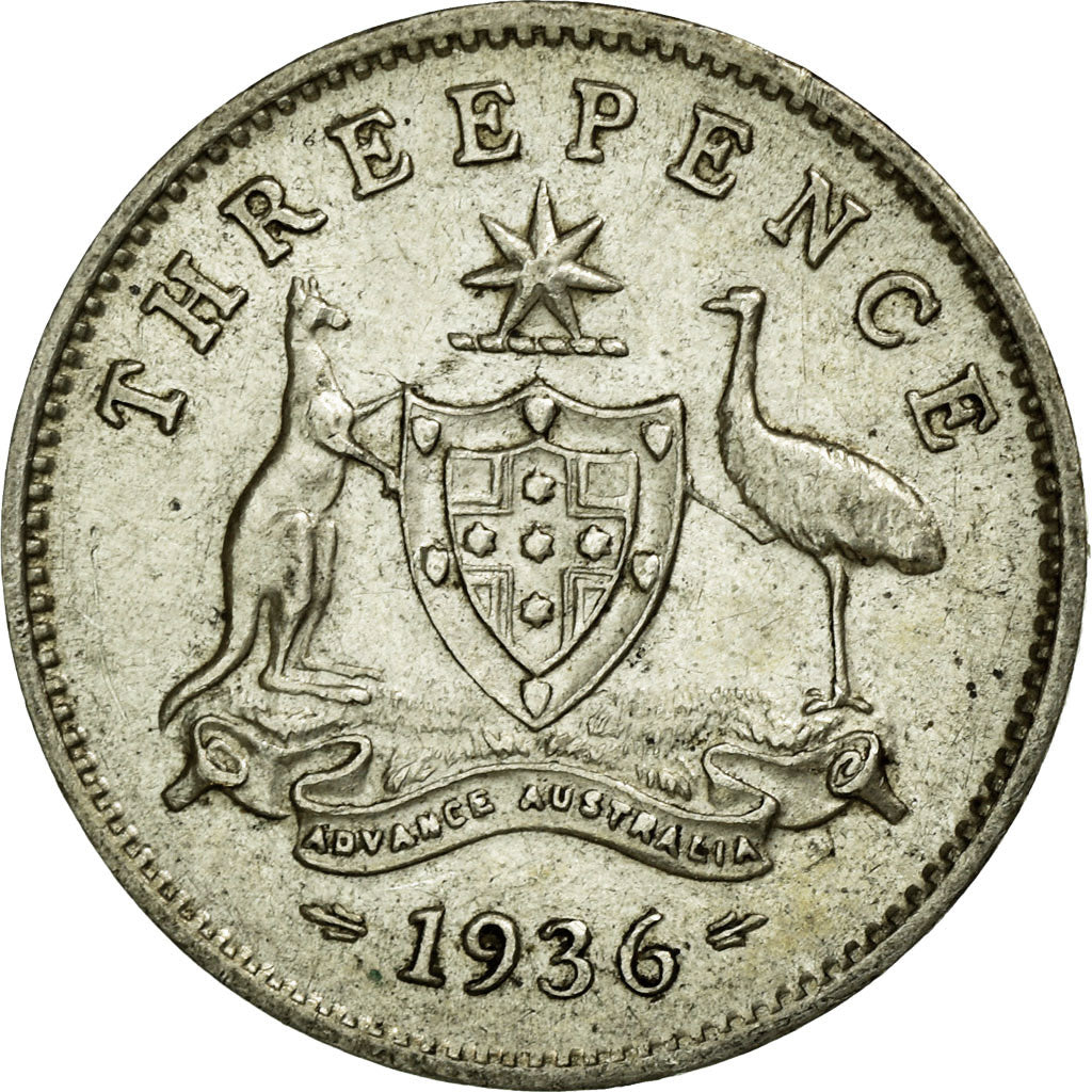 Coin, Australia, George V, Threepence, 1936, EF(40-45), Silver, KM:24