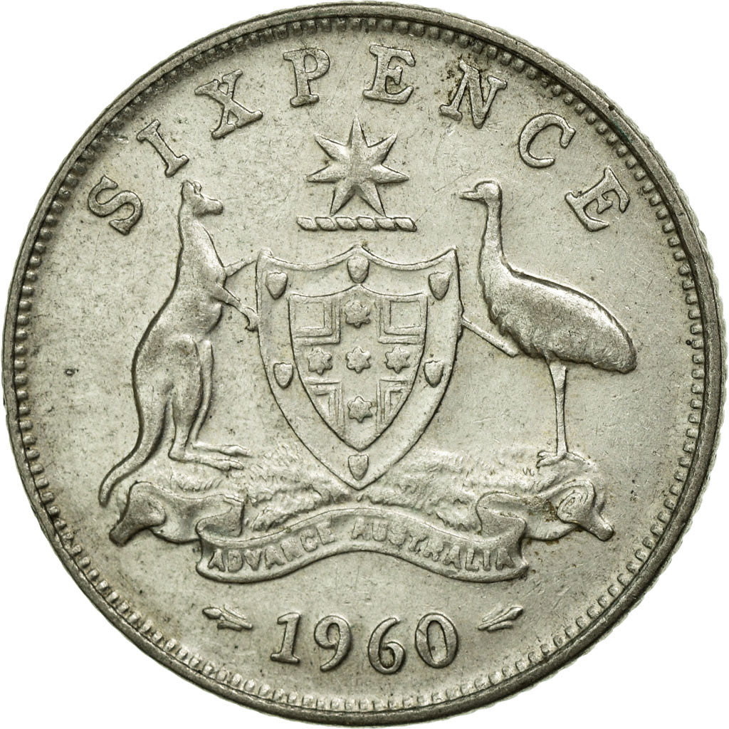 Münze, Australien, Elizabeth II, Sixpence, 1960, Melbourne, SS, Silber, KM:58