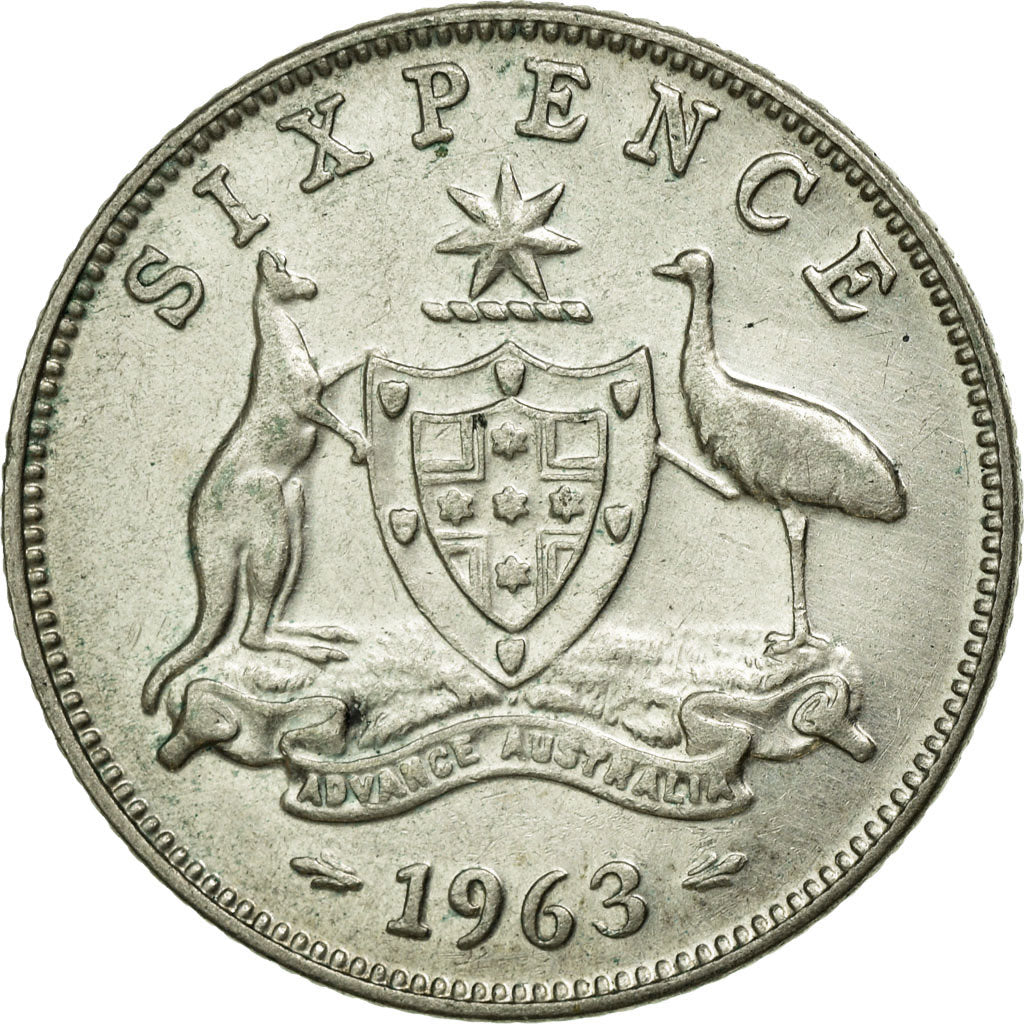Coin, Australia, Elizabeth II, Sixpence, 1963, Melbourne, EF(40-45), Silver