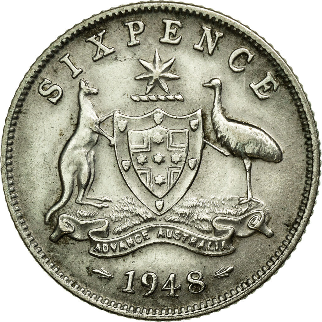 Coin, Australia, George VI, Sixpence, 1948, Melbourne, EF(40-45), Silver, KM:38a