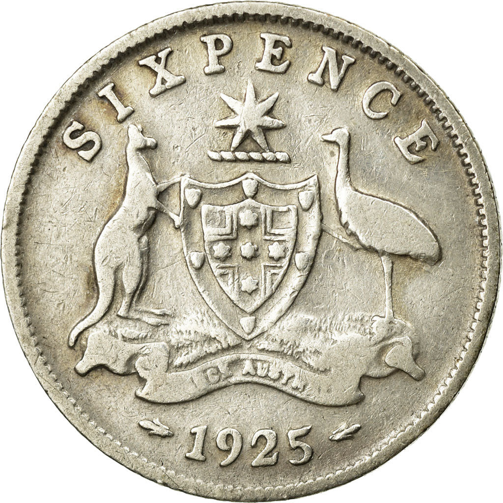 Coin, Australia, George V, Sixpence, 1925, Melbourne, EF(40-45), Silver, KM:25