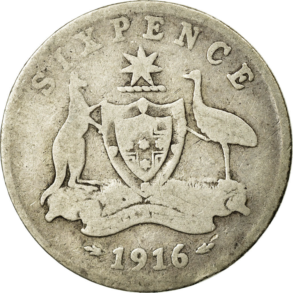 Munten, Australië, George V, Sixpence, 1916, Melbourne, FR, Zilver, KM:25
