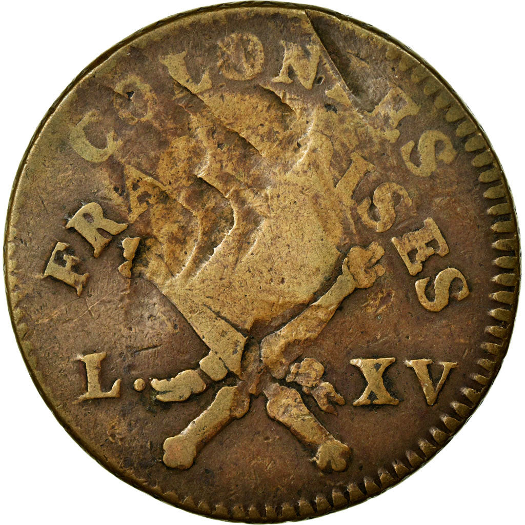Coin, Guadeloupe, 3 Sols 9 Deniers, 1767, Paris, EF(40-45), Bronze, KM:1