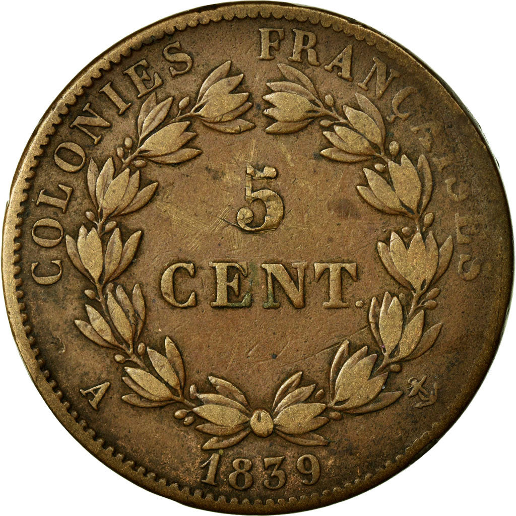 Coin, FRENCH COLONIES, Louis - Philippe, 5 Centimes, 1839, Paris, VF(30-35)