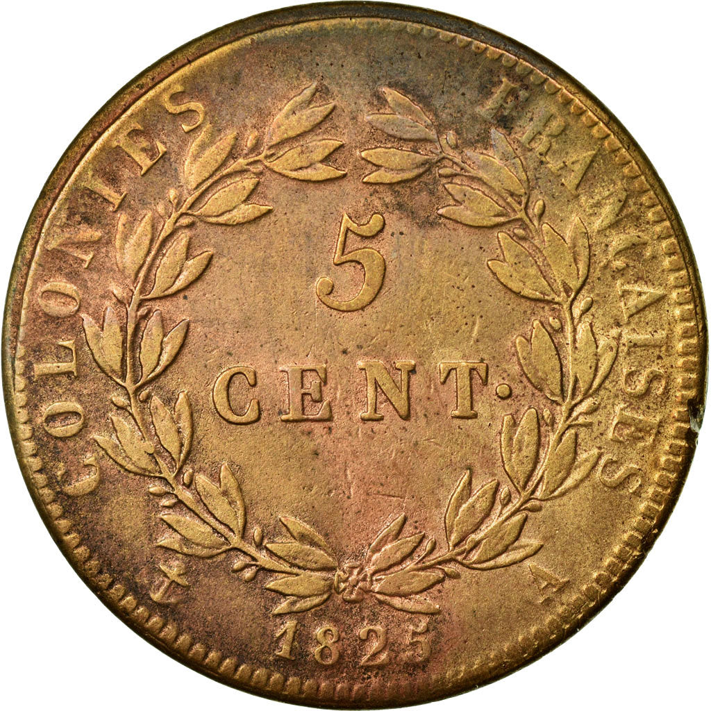 Coin, FRENCH COLONIES, Charles X, 5 Centimes, 1825, Paris, VF(30-35), Bronze