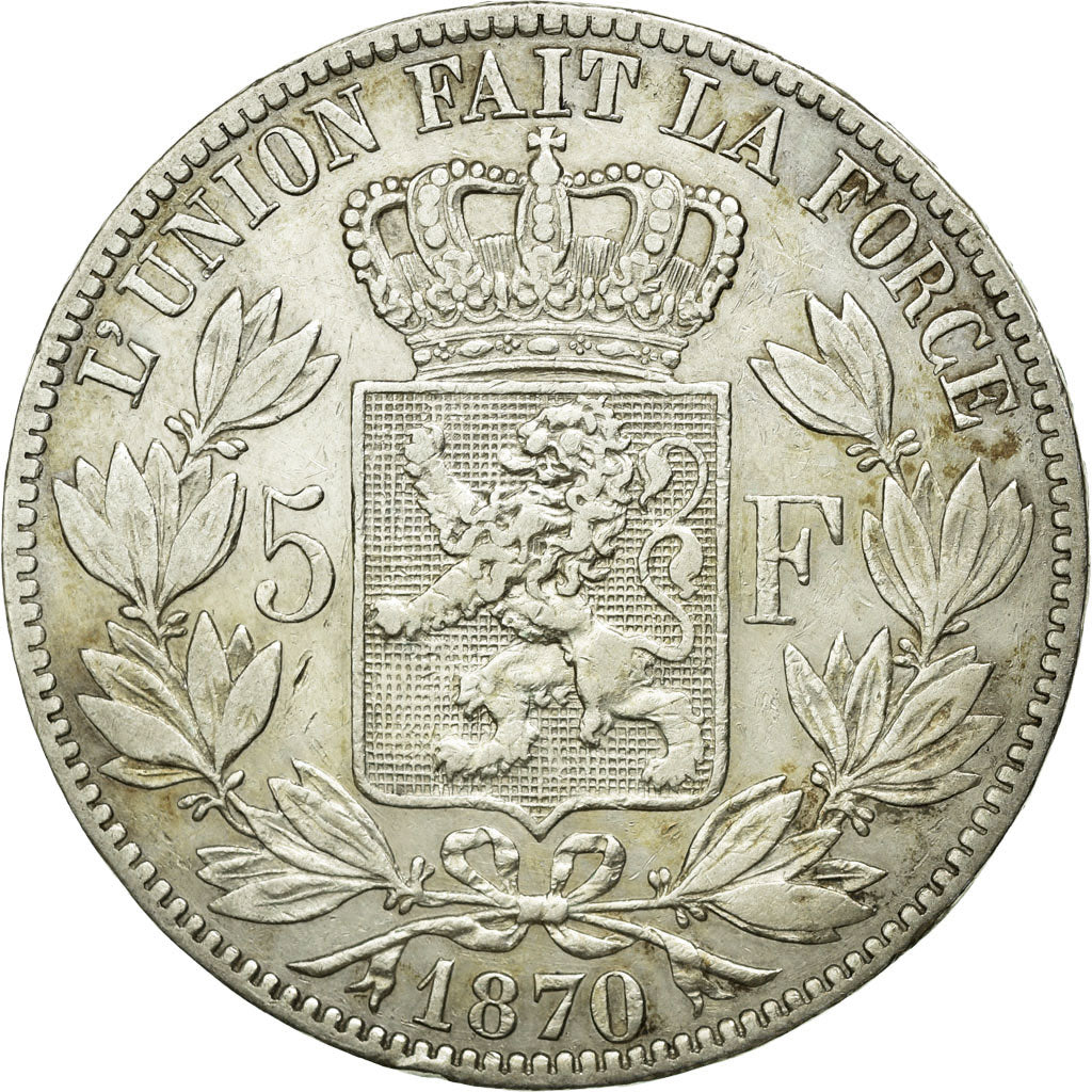 Coin, Belgium, Leopold II, 5 Francs, 5 Frank, 1870, EF(40-45), Silver, KM:24